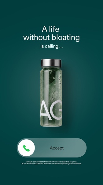 This ad uses the familiar interface of an incoming smartphone call to present a dietary supplement as the solution to a specific health pain point.